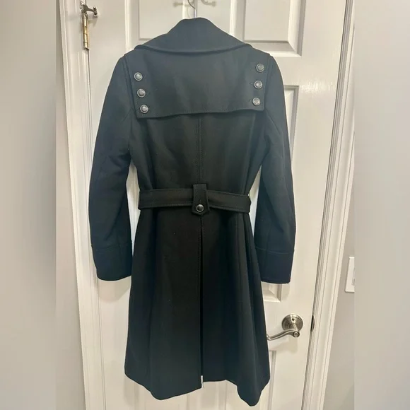 Kenneth Cole New York Black Trench Coat, Wool Coat, Winter Coat - Picture 2 of 12